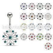 mcd700 steel belly banana, 14g w lower flower shape w crystals