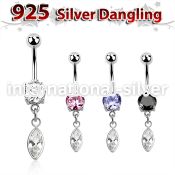 mcdvd29 steel belly banana w prong set cz marqui shaped cz
