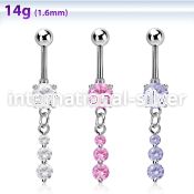 mcdz418 steel belly banana w dangling triple cz chains