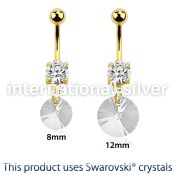 mdk718 anodized plating steel belly barbell swarovski gem