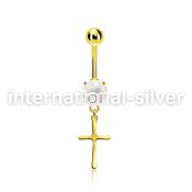 mgocrs gold steel belly banana w opal  plain simple cross