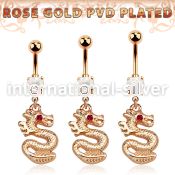 mro721 rosegold plating steel curved barbell opal dragon