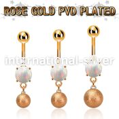 mrofott rose gold steel belly banana w opal a 8mm frosted ball