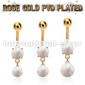 mroopb rose gold steel belly banana w opal 8mm opal ball