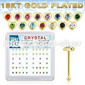 nbhrbxmg 18k gold plated silver nose bones  with color heart