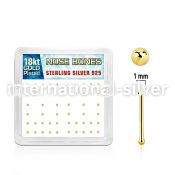 nbmx5rg silver nose bones w 18k gold plating 1mm flat tops