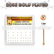 nbmx5rs silver nose bones w rose gold plating 1mm flat tops