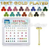 nbtrmg 18k gold plated silver nose bones with color triangle