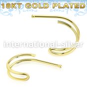 nbvcug 18 karat plating silver nose bone double wire curved