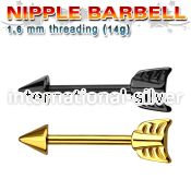 nptsh8 straight barbells anodized surgical steel 316l nipple