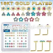 nsbxm7mg 18kt gold plated silver nose studs color flower 52
