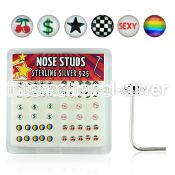 nslgx3 l shape nose studs silver 925 nose