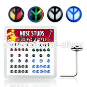 nslgx4 l shape nose studs silver 925 nose