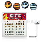nslgx6 l shape nose studs silver 925 nose