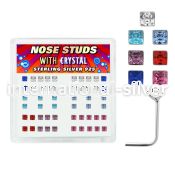 nssqbx l shape nose studs silver 925 nose