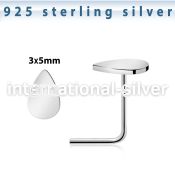 nsvdr sterling silver nose stud teardrop shaped top