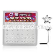 nszbsc l shape nose studs silver 925 nose