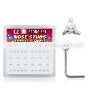 nszbtc l shape nose studs silver 925 nose