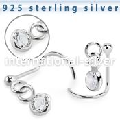 nwdvbz1 silver nose screw ball press fit dangling cz