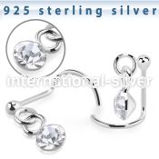 nwdvm1 sterling silver nose screw ball dangling gem
