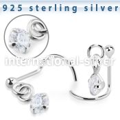 nwdvpz1 silver nose screw ball prong setting dangling cz