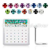 nwp9mbx box silver nose screws 20g 1.5mm color prong set crystal