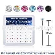 ny6mxsw silver nose studs assorted swarovski gem