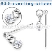 nydvm1 silver bend it to fit nose stud ball gem