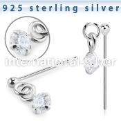 nydvpz1 silver bend it to fit nose stud ball prong set cz