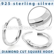 phola pair hoop earrings square tube diamond cut design
