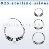 phoxa 925 silver bali style black oxidized hoop earrings