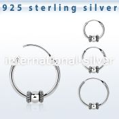 phoxe 925 sterling silver bali style black oxidized hoop earrings