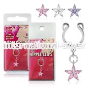 pknp32 steel nonpiercing nipple ring u shape dangling flower