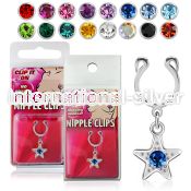 pknp33 steel nonpiercing nipple ring u shape gem in star