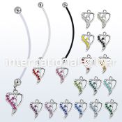 pndhrc2 pregnancy belly ring w dangling heart w crystals