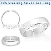 pt527 silver adjustable toe ring plain