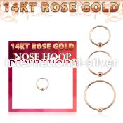r14hob 14k rose gold endless nose hoop with 2mm ball