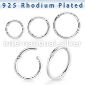 rhsegh16 rhodium plating silver hinged segment hoop 16g
