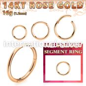 rsegh16 14 karat rose gold hinged segment hoop 16g
