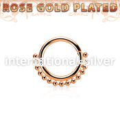 rsspv16 rose gold plated silver seamless septum ring,16g w beads
