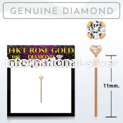 rydb2 genuine diamond 14aratk rose gold self bending nose stud 2mm prong set round diamond