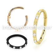 sgsh44t pvd plating steel hinged segment hoop 16g cz pyramid