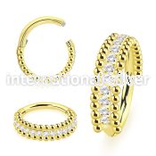 sgsh46t pvd steel hinged segment hoop 16g cz middle balls