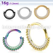 sgtsh18 anodized surgical steel hinged segment hoop cz ball