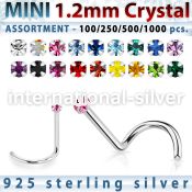 silver nose screw bulk w mini 1.2mm prong set crystals