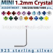 silver nose stud bulk w mini 1.2mm prong set crystals