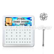 snbz2xc box w 316l steel nose bones, 20g w prong set 2mm cz