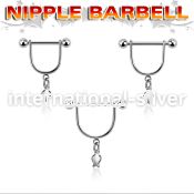 snpod24 316l steel nipple stirrup w dangling lightning symbol