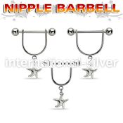 snpod25 steel nipple stirrup 14g w dangling plain starfish