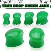 tgsa double flare jade stone ear plug teardrop shape